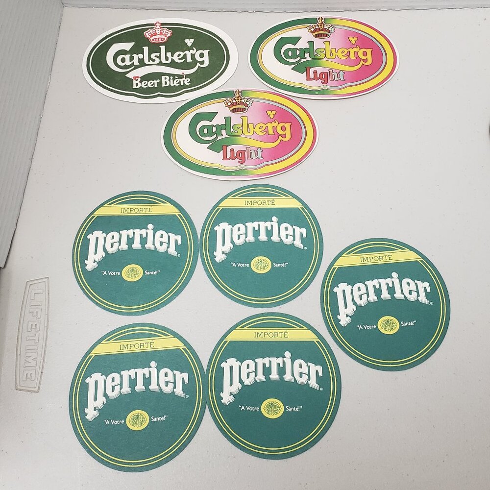 Carlsberg & Perrier Beer Coasters